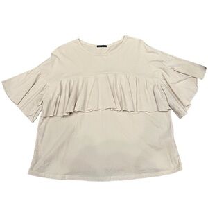 SWEET Claire Women’s Beige Ruffled Top, Size Medium